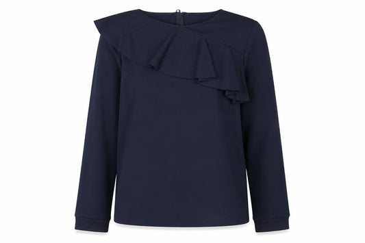 Baker by Ted Baker Girls Blue Ruffle Long Sleeve Blouse Age 8-9 Years