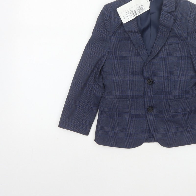 Marks and Spencer Boys Blue Check 4-5 Years Two Button Formal Blazer