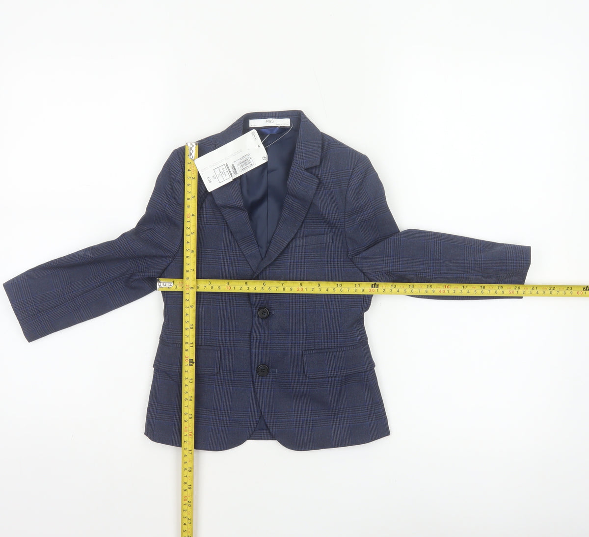Marks and Spencer Boys Blue Check 4-5 Years Two Button Formal Blazer