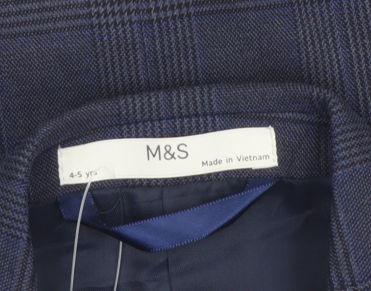 Marks and Spencer Boys Blue Check 4-5 Years Two Button Formal Blazer