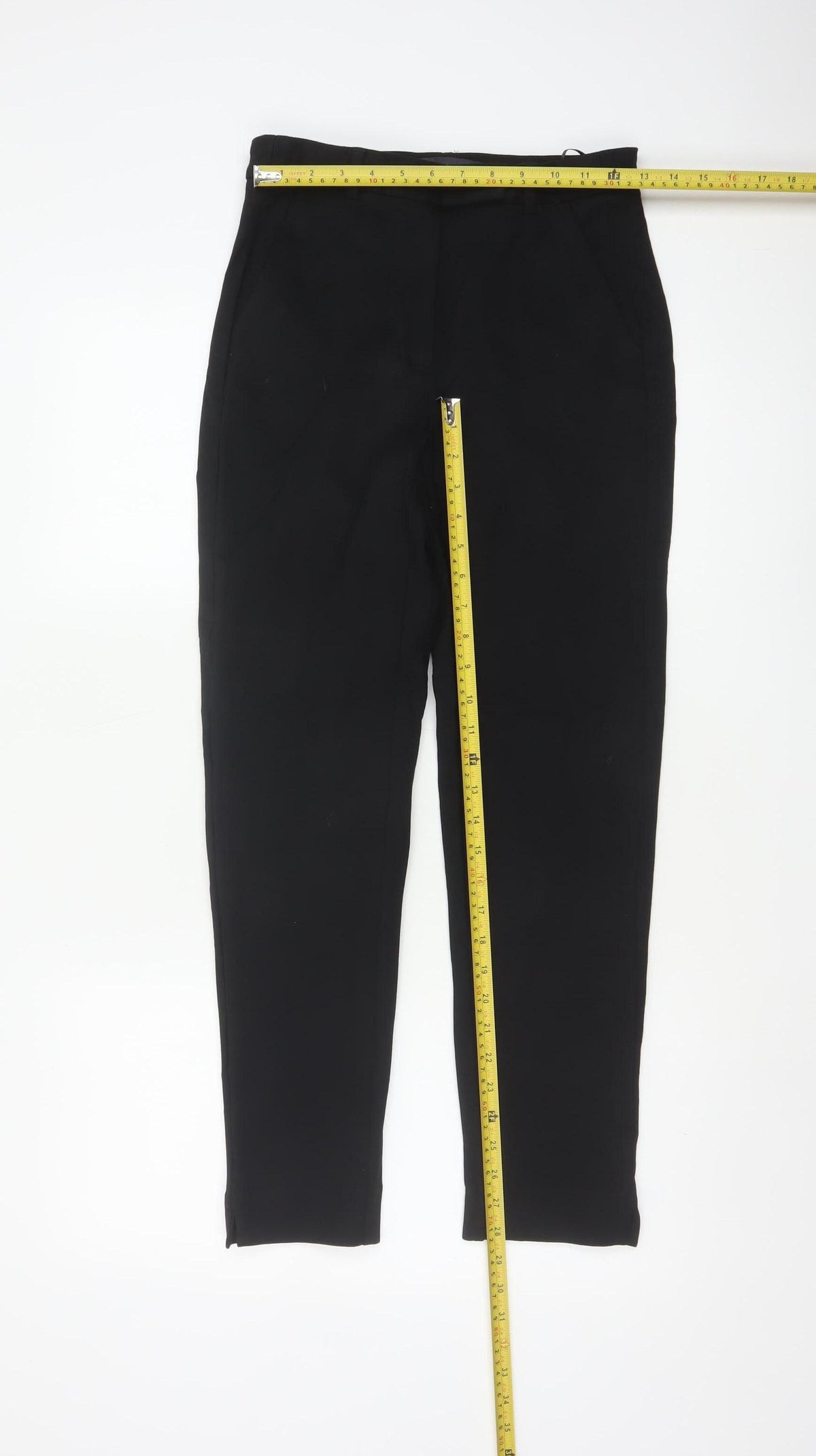 M&S Women Black UK 8 Regular Tapered Tailored Work Trousers