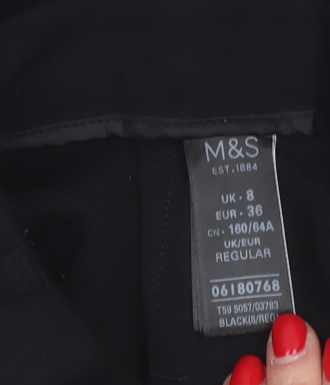 M&S Women Black UK 8 Regular Tapered Tailored Work Trousers