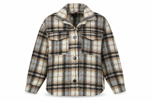 Bershka Men's Grey Plaid Wool Blend Basic Jacket M-L
