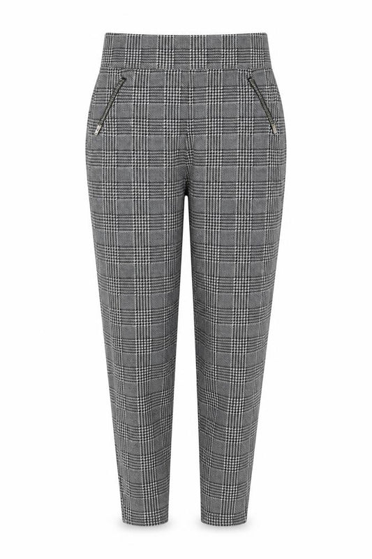 New Look Women’s Grey Check High Rise Tapered Jogger Trousers UK 14
