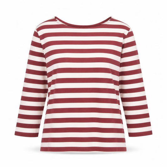 Seasalt Women Red White Stripe Organic Cotton Sailor T-Shirt UK 12