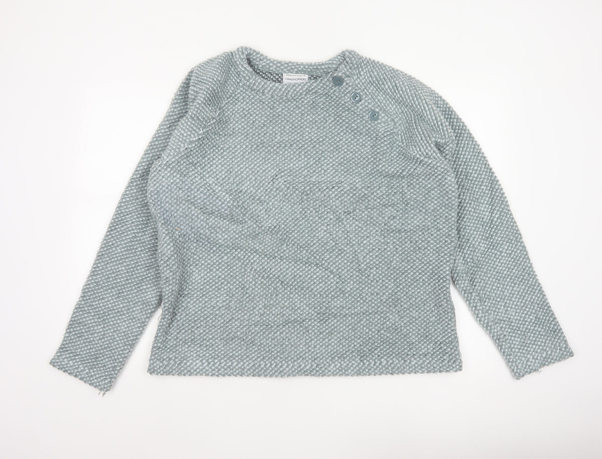 Craghoppers Women Grey UK 18 Henley Knit Button Sweatshirt