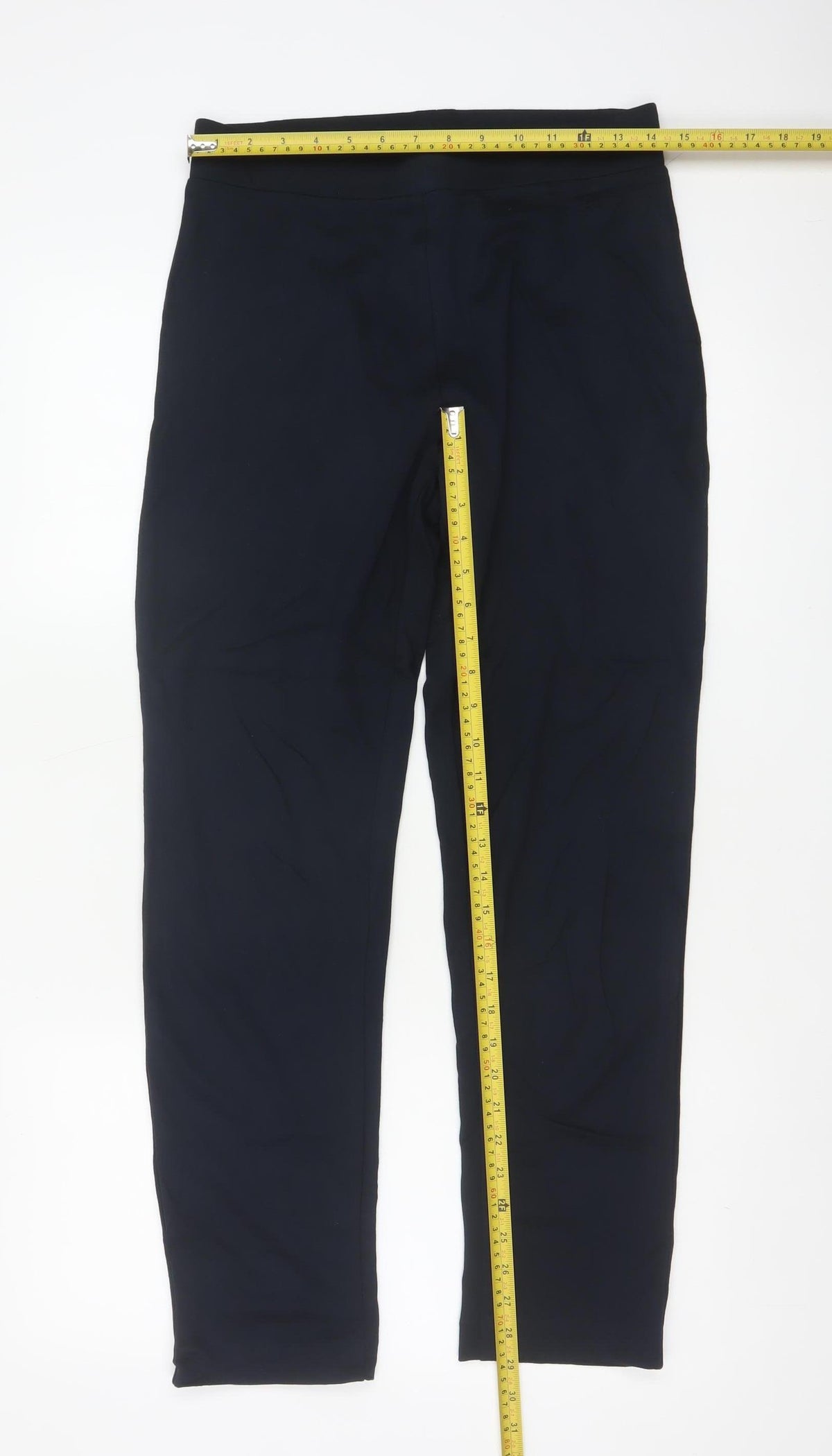Marks & Spencer Women's Navy UK 10 Regular Tapered Pull-On Trousers
