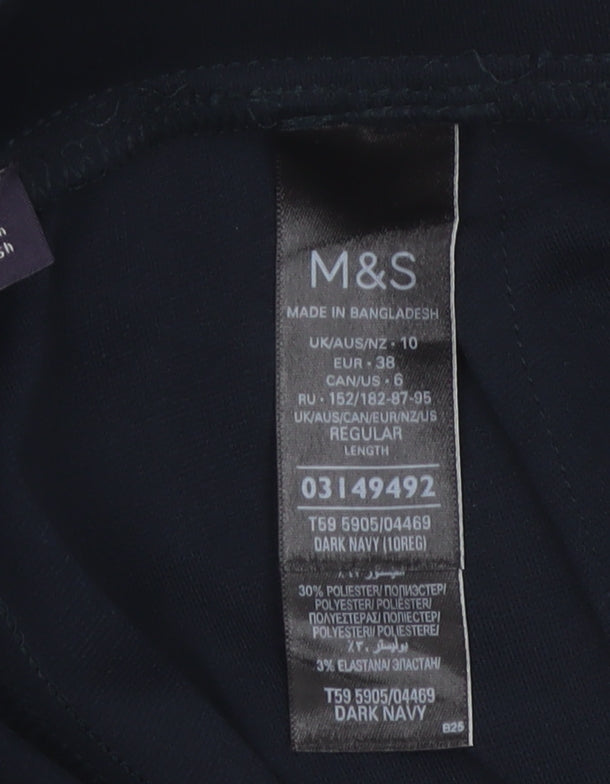 Marks & Spencer Women's Navy UK 10 Regular Tapered Pull-On Trousers