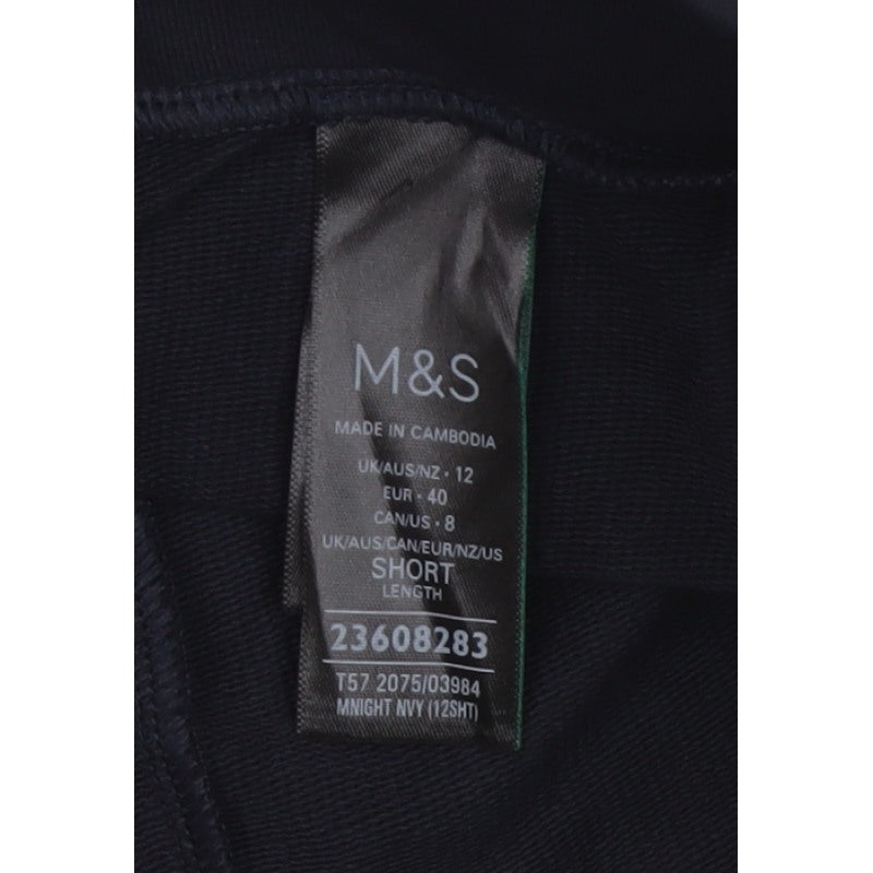 Marks & Spencer Women’s Navy UK 12 Short Straight Drawstring Trousers