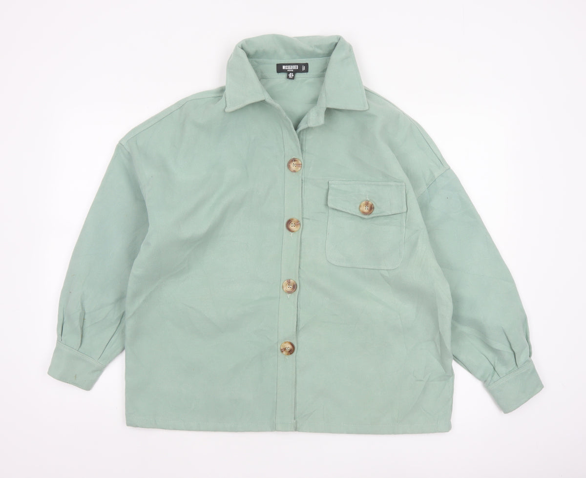 Missguided Women’s Green Petite UK 8 Basic Button Jacket