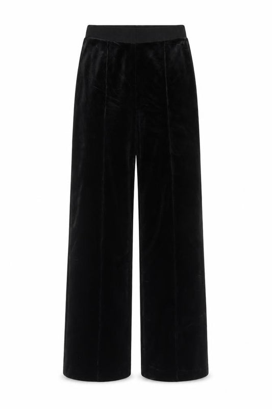 Topshop Women Black UK 8 Velvet High Rise Wide-Leg Trousers