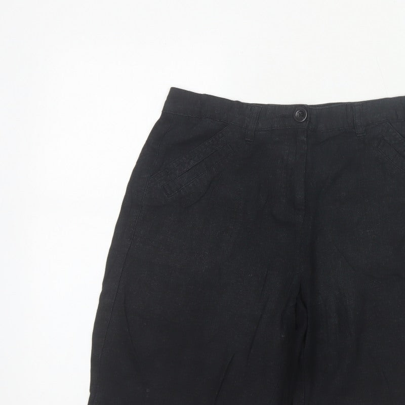 BHS Women’s Black Size 10 Linen Blend Bermuda Tailored Shorts