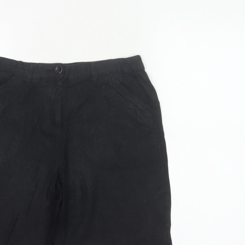 BHS Women’s Black Size 10 Linen Blend Bermuda Tailored Shorts