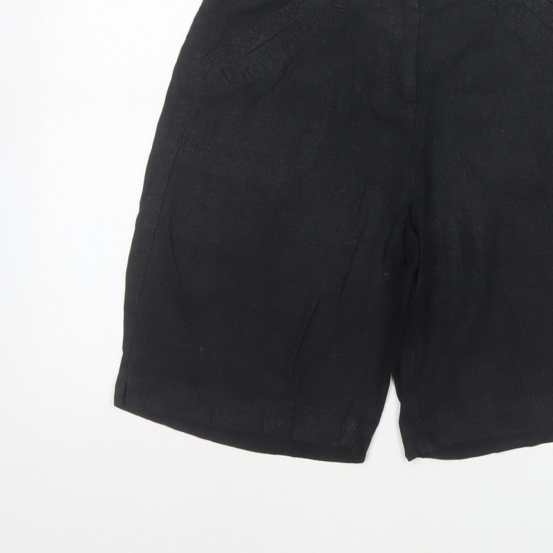 BHS Women’s Black Size 10 Linen Blend Bermuda Tailored Shorts