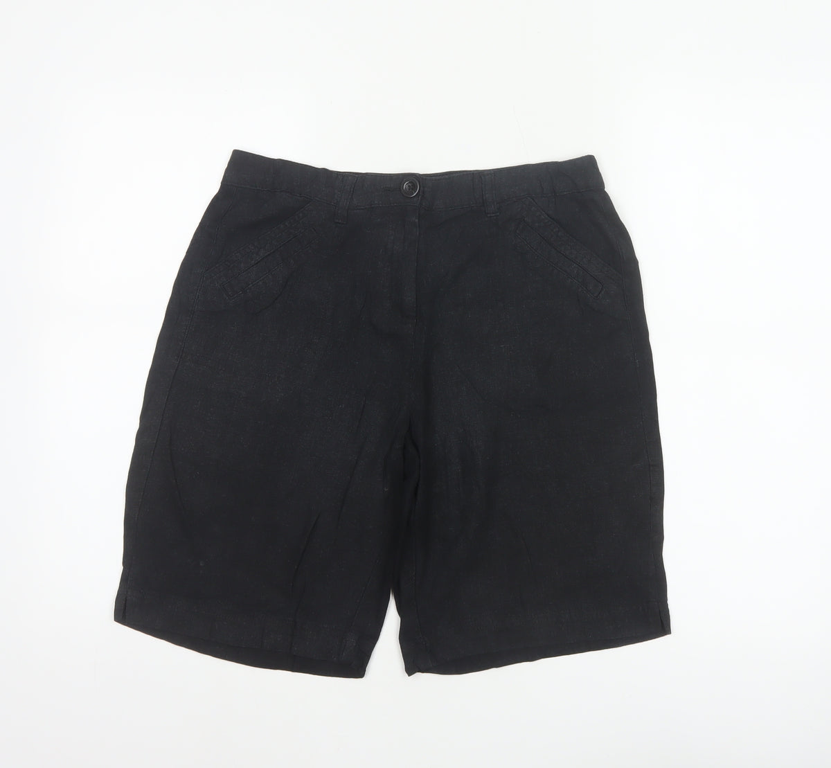 BHS Women’s Black Size 10 Linen Blend Bermuda Tailored Shorts