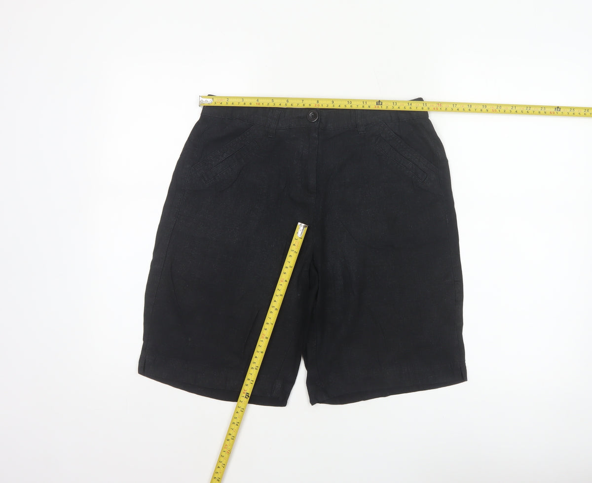 BHS Women’s Black Size 10 Linen Blend Bermuda Tailored Shorts