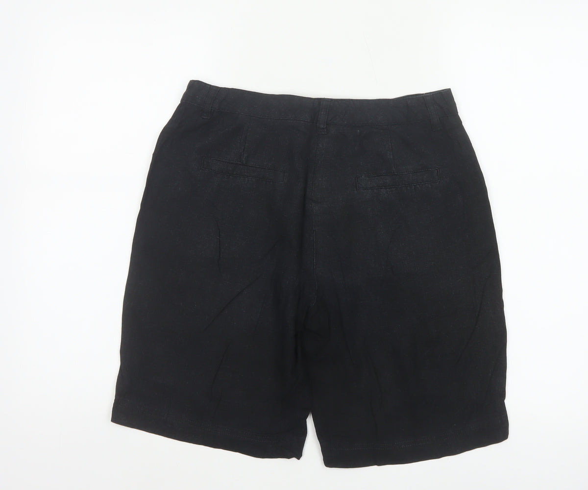 BHS Women’s Black Size 10 Linen Blend Bermuda Tailored Shorts