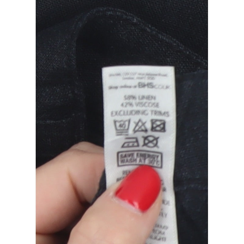 BHS Women’s Black Size 10 Linen Blend Bermuda Tailored Shorts