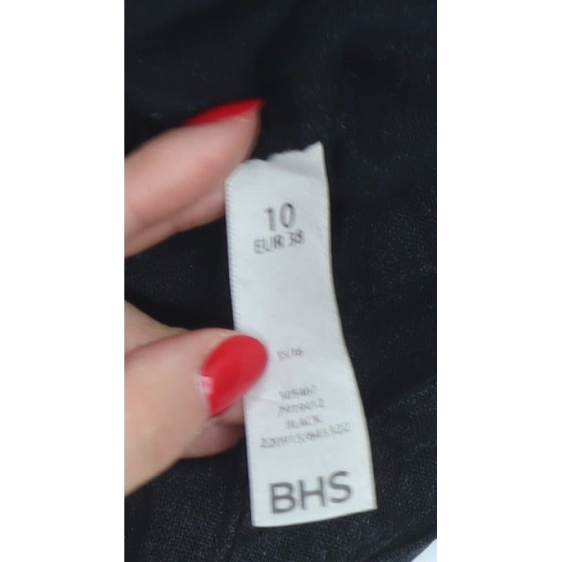 BHS Women’s Black Size 10 Linen Blend Bermuda Tailored Shorts