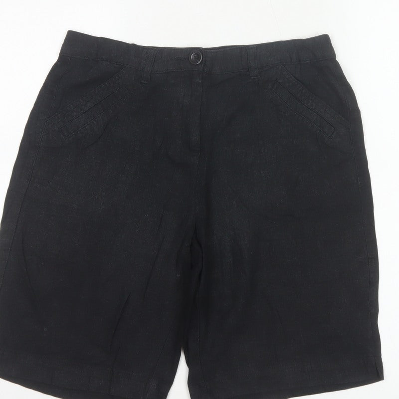 BHS Women’s Black Size 10 Linen Blend Bermuda Tailored Shorts