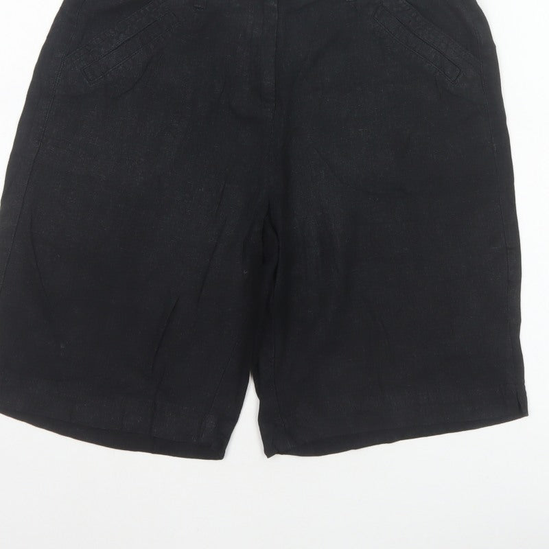BHS Women’s Black Size 10 Linen Blend Bermuda Tailored Shorts