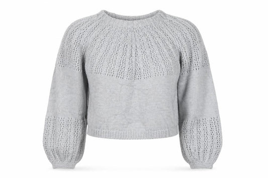 Topshop Women Grey UK 10 Cable Knit Crew Neck Raglan Jumper
