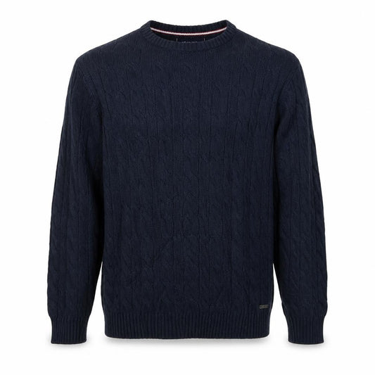 Kangol Men’s Blue XL Cable Knit Crew Neck Cotton Pullover Jumper