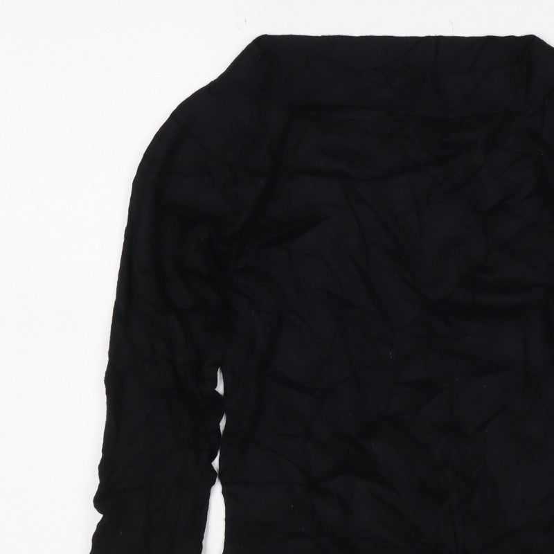 Marks & Spencer Women Black UK 8 Modal Long Sleeve Jersey Top