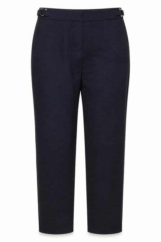 Mango Women’s Navy UK 10 Straight Leg Tailored Trousers Buckle Detail
