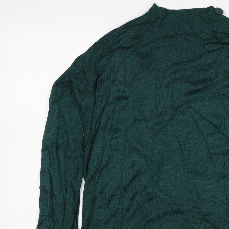 Next Women’s Green UK 14 Button Shoulder Viscose Knit Jumper