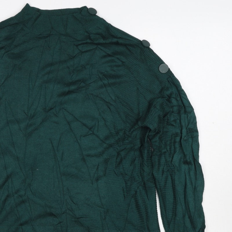Next Women’s Green UK 14 Button Shoulder Viscose Knit Jumper