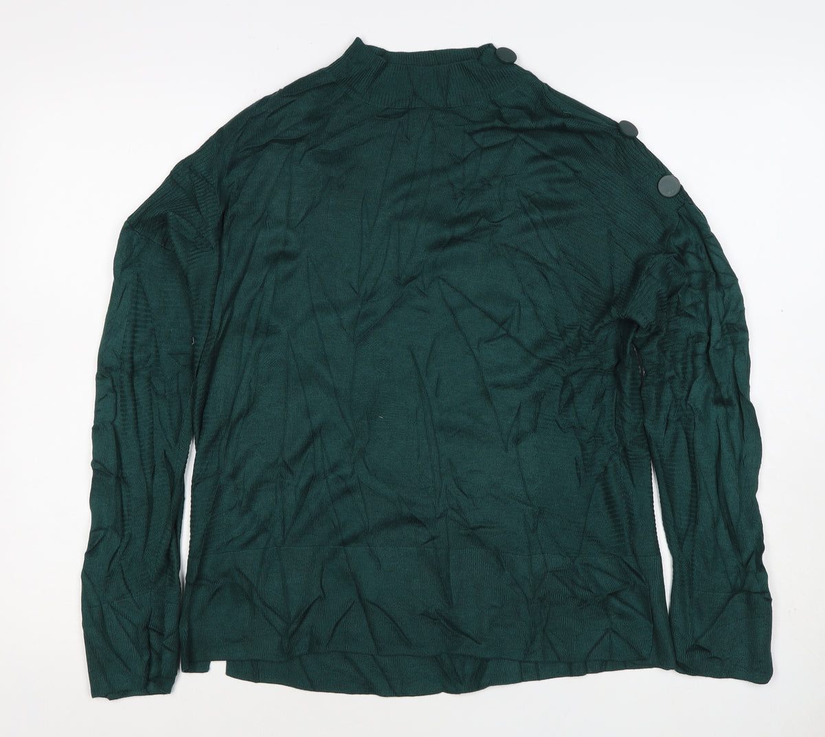 Next Women’s Green UK 14 Button Shoulder Viscose Knit Jumper