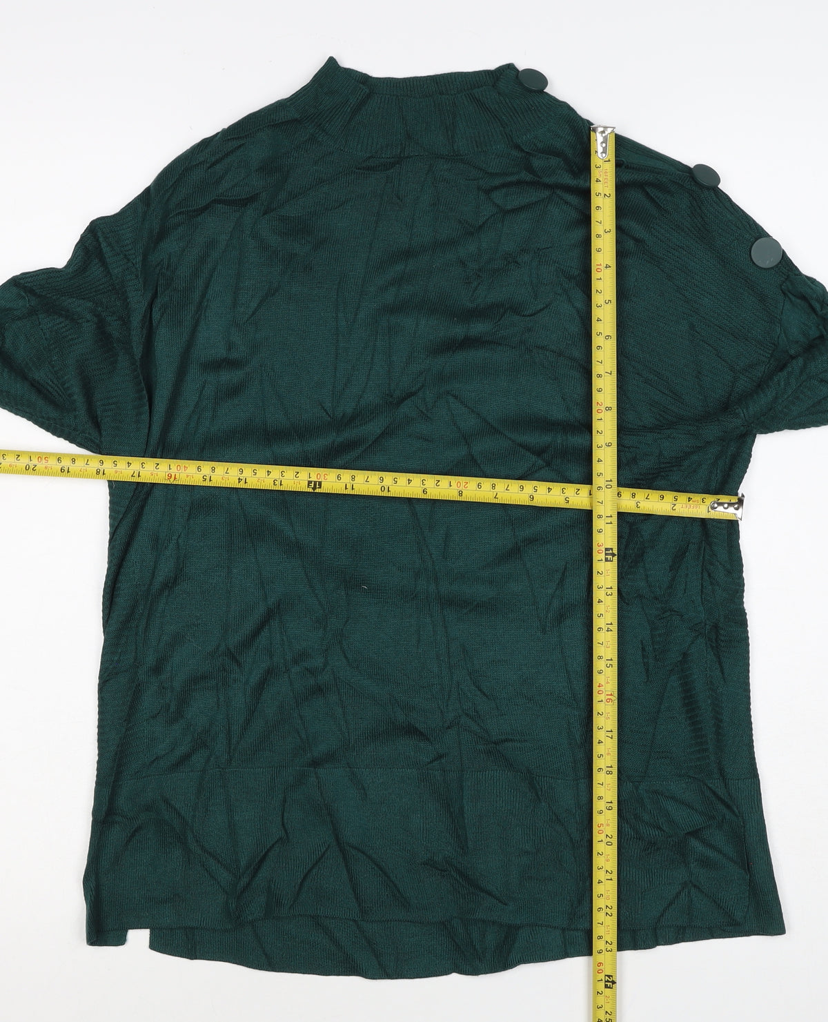 Next Women’s Green UK 14 Button Shoulder Viscose Knit Jumper