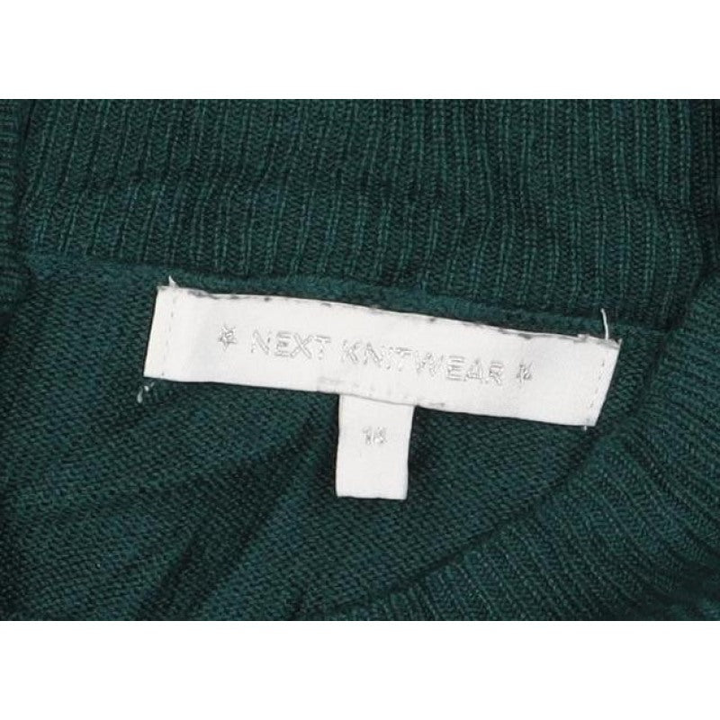 Next Women’s Green UK 14 Button Shoulder Viscose Knit Jumper