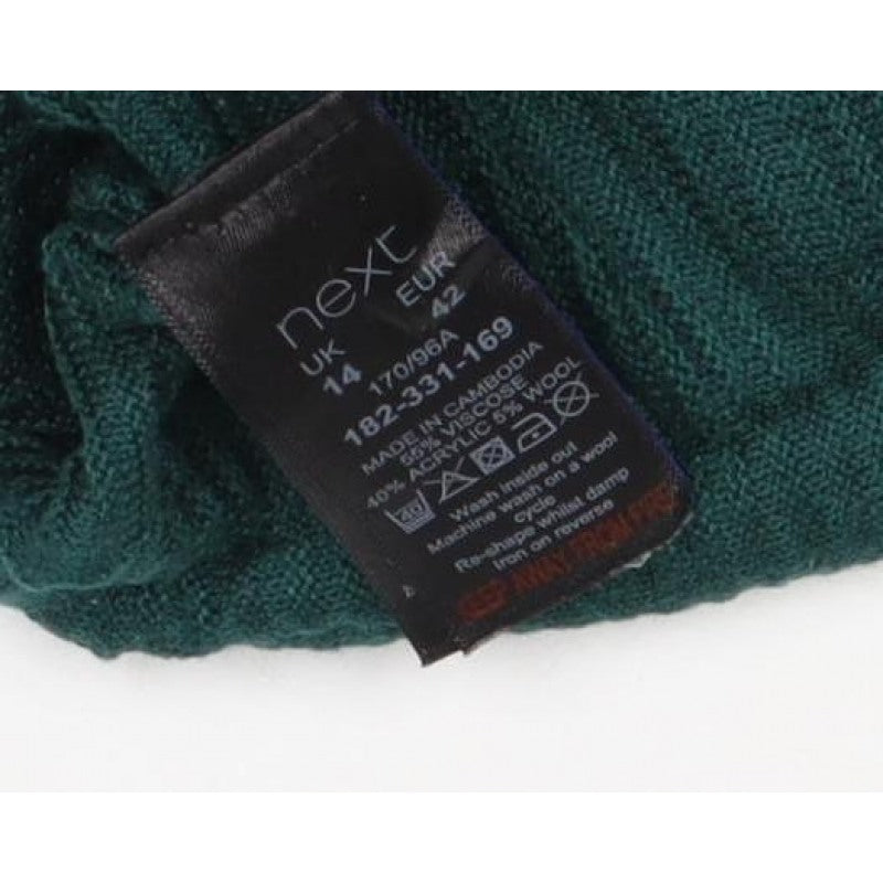 Next Women’s Green UK 14 Button Shoulder Viscose Knit Jumper