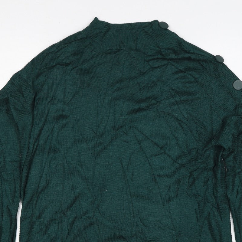 Next Women’s Green UK 14 Button Shoulder Viscose Knit Jumper