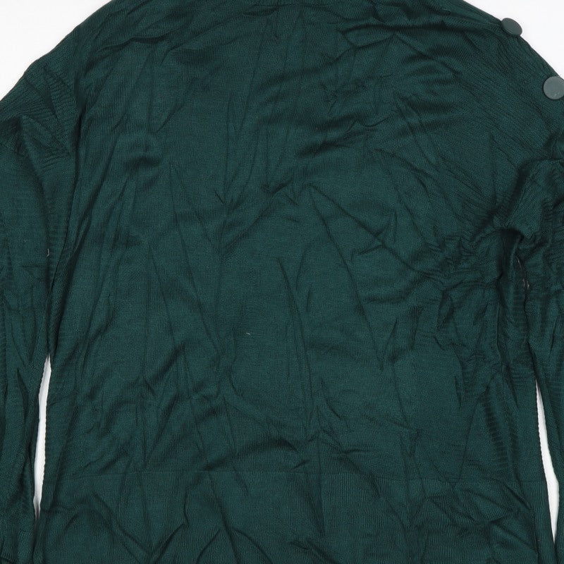 Next Women’s Green UK 14 Button Shoulder Viscose Knit Jumper
