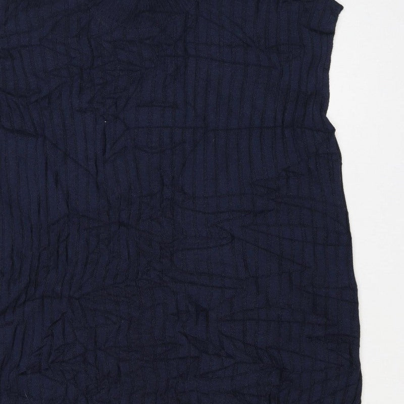 Marks & Spencer Women's Blue M Geometric Knit Crew Neck Jumper