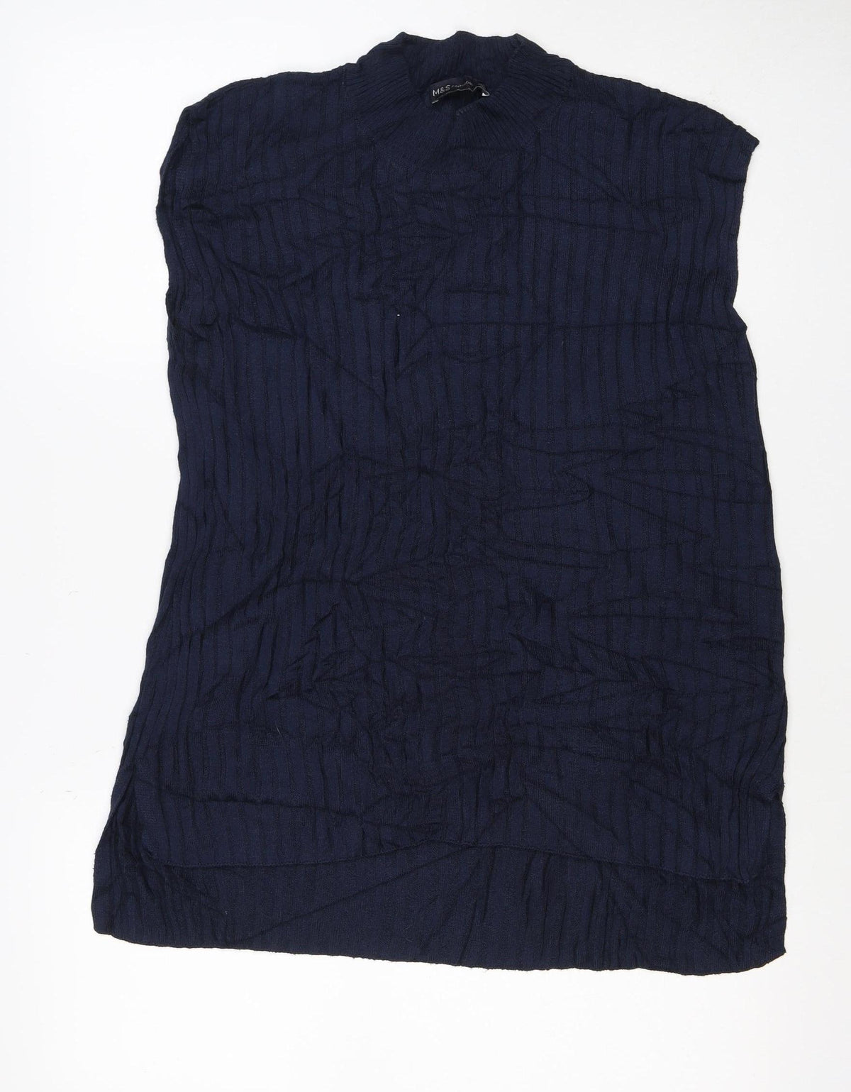 Marks & Spencer Women's Blue M Geometric Knit Crew Neck Jumper