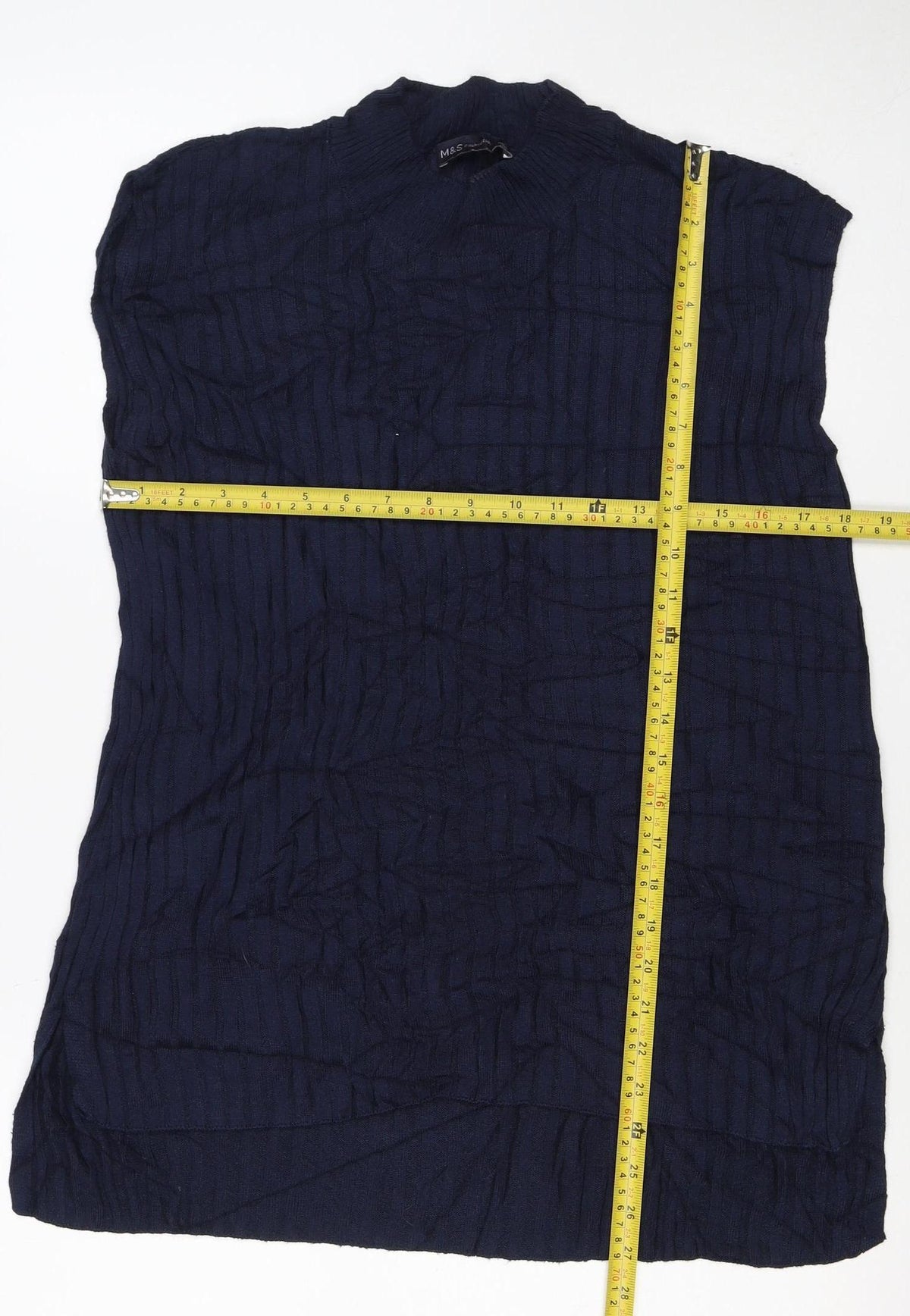 Marks & Spencer Women's Blue M Geometric Knit Crew Neck Jumper