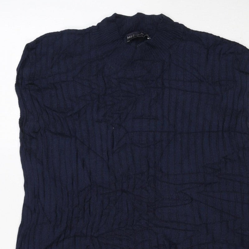 Marks & Spencer Women's Blue M Geometric Knit Crew Neck Jumper