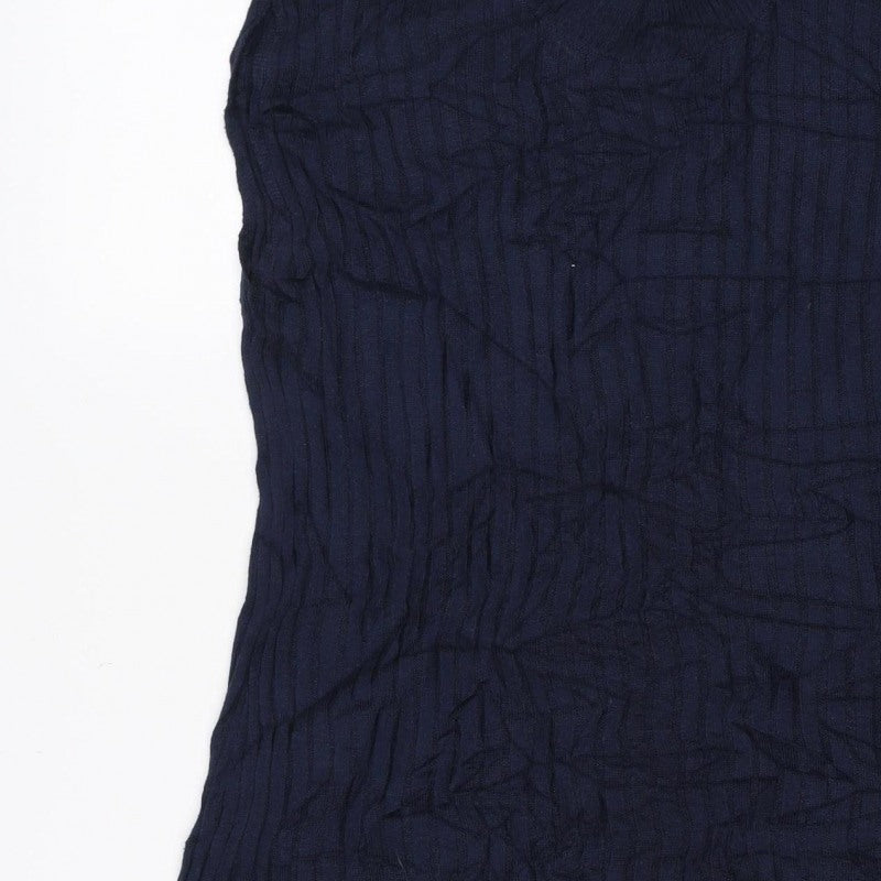 Marks & Spencer Women's Blue M Geometric Knit Crew Neck Jumper