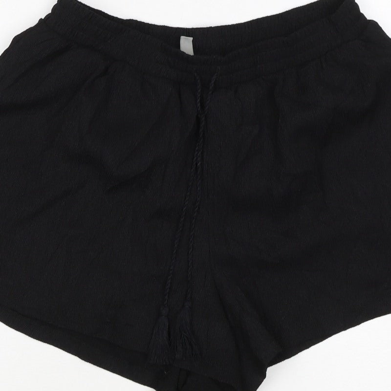 Soso Women Black Size M Drawstring Tassel Relaxed Shorts