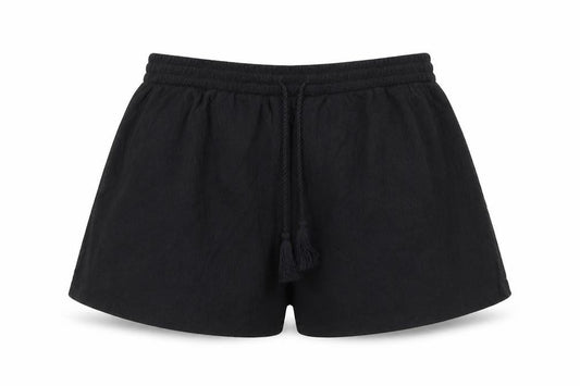 Soso Women Black Size M Drawstring Tassel Relaxed Shorts