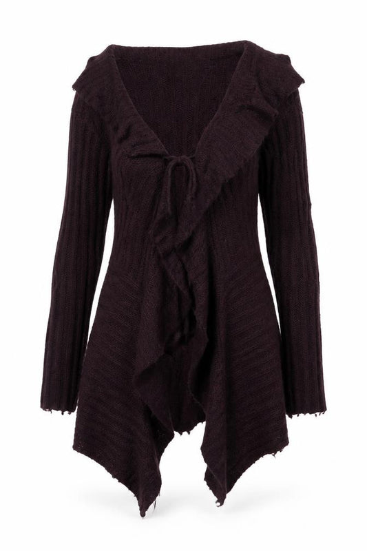 Mia Moda Women Purple M Roll Neck Cable Knit Jumper