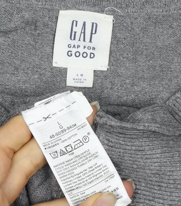 GAP Men’s Grey Cotton V-Neck Knit Pullover Jumper Size L Classic