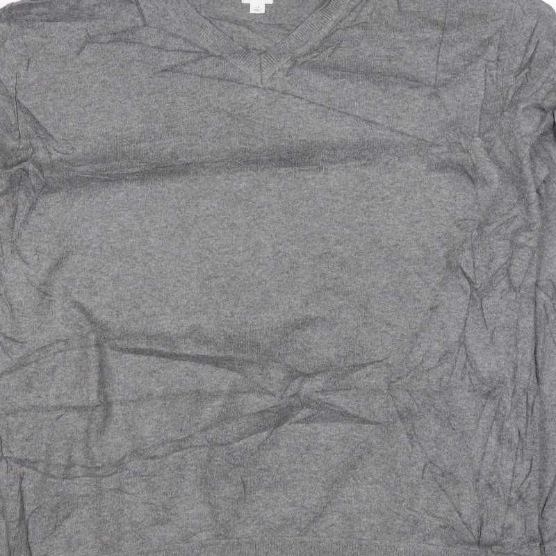 GAP Men’s Grey Cotton V-Neck Knit Pullover Jumper Size L Classic