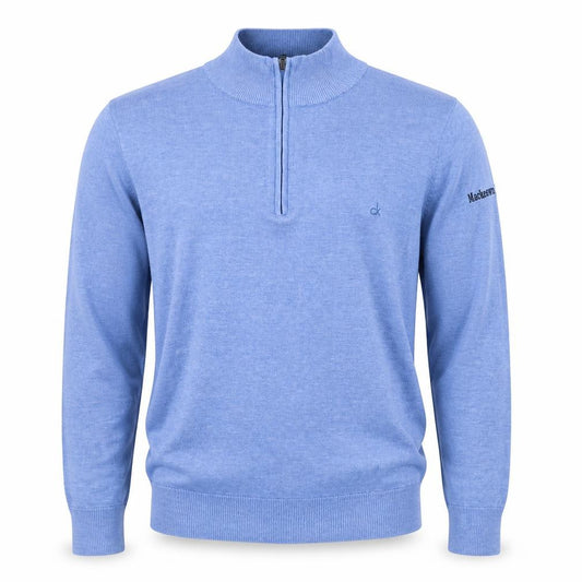 Calvin Klein Men's Blue S 1/2 Zip Mock Neck Cotton Golf Jumper