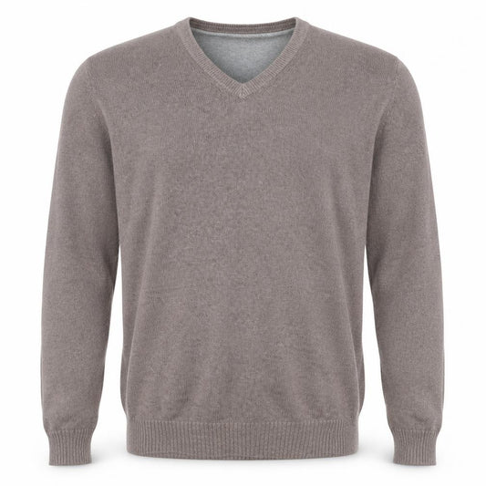 Maine Men’s Brown Cashmere V-Neck Pullover Jumper Size L