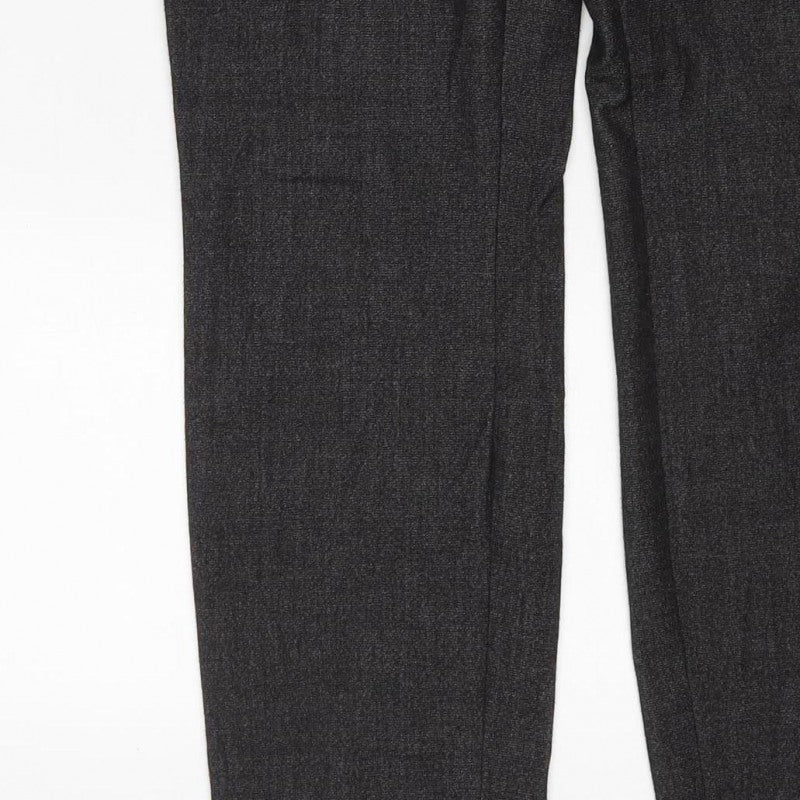 Zara Basic Women Black M Stretch Slim Trousers Stripe Waist Pockets